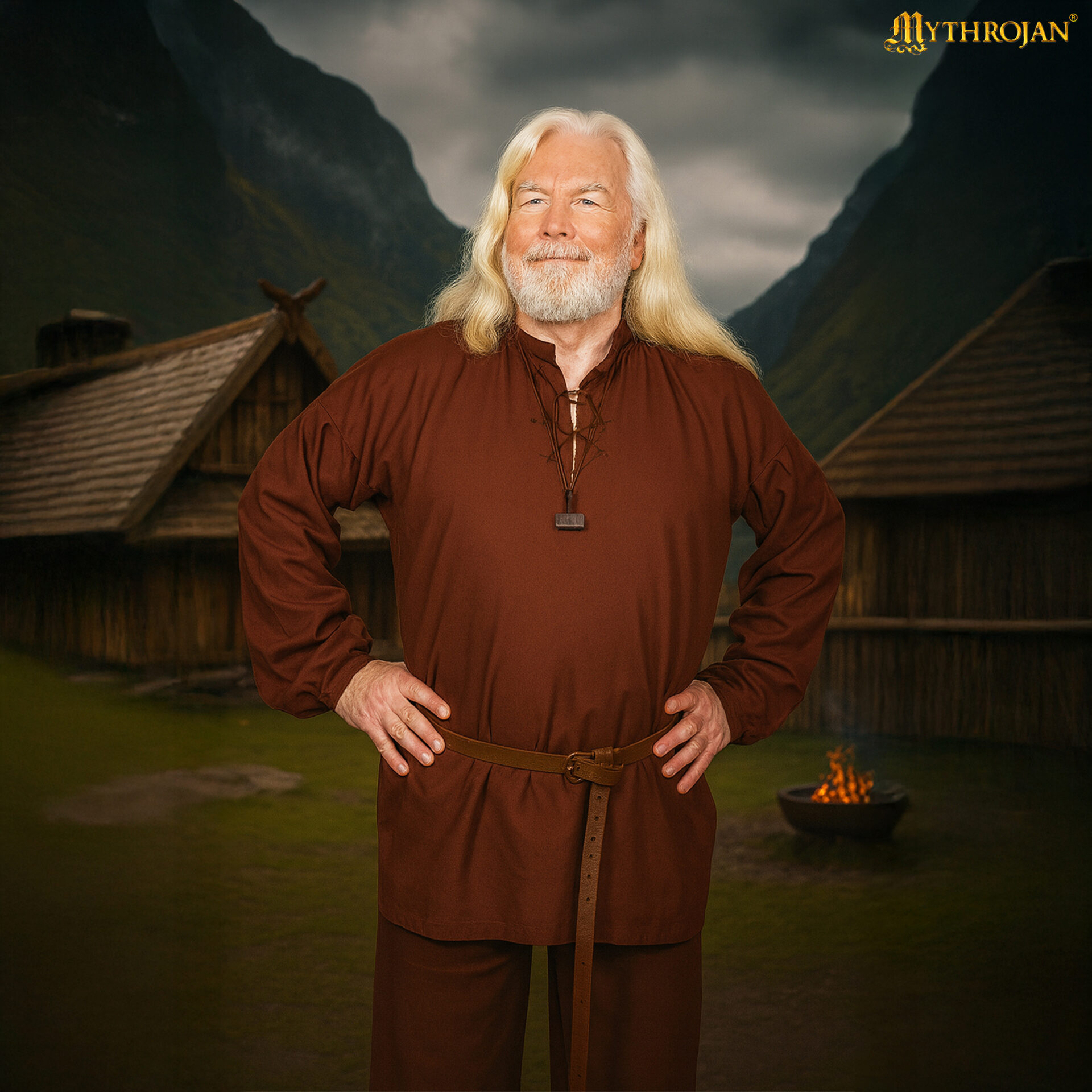 Raider Viking Medieval Cotton Tunic-300864BR Medieval Style shirt