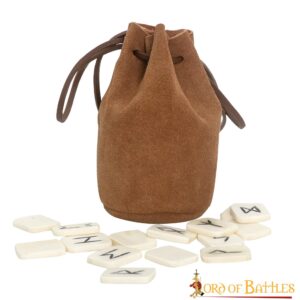 Gaming Bone Rune Set with Genuine Suede Drawstring Bag