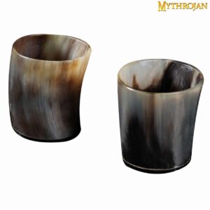 Mythrojan Viking Drinking Horn Shot Glass, Norse Medieval Tankard Shot Glass, Set of 2