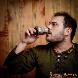 Medieval Viking Horn Shot Glass with Pure Brass Rim Handcrafted Genuine Ox Horn