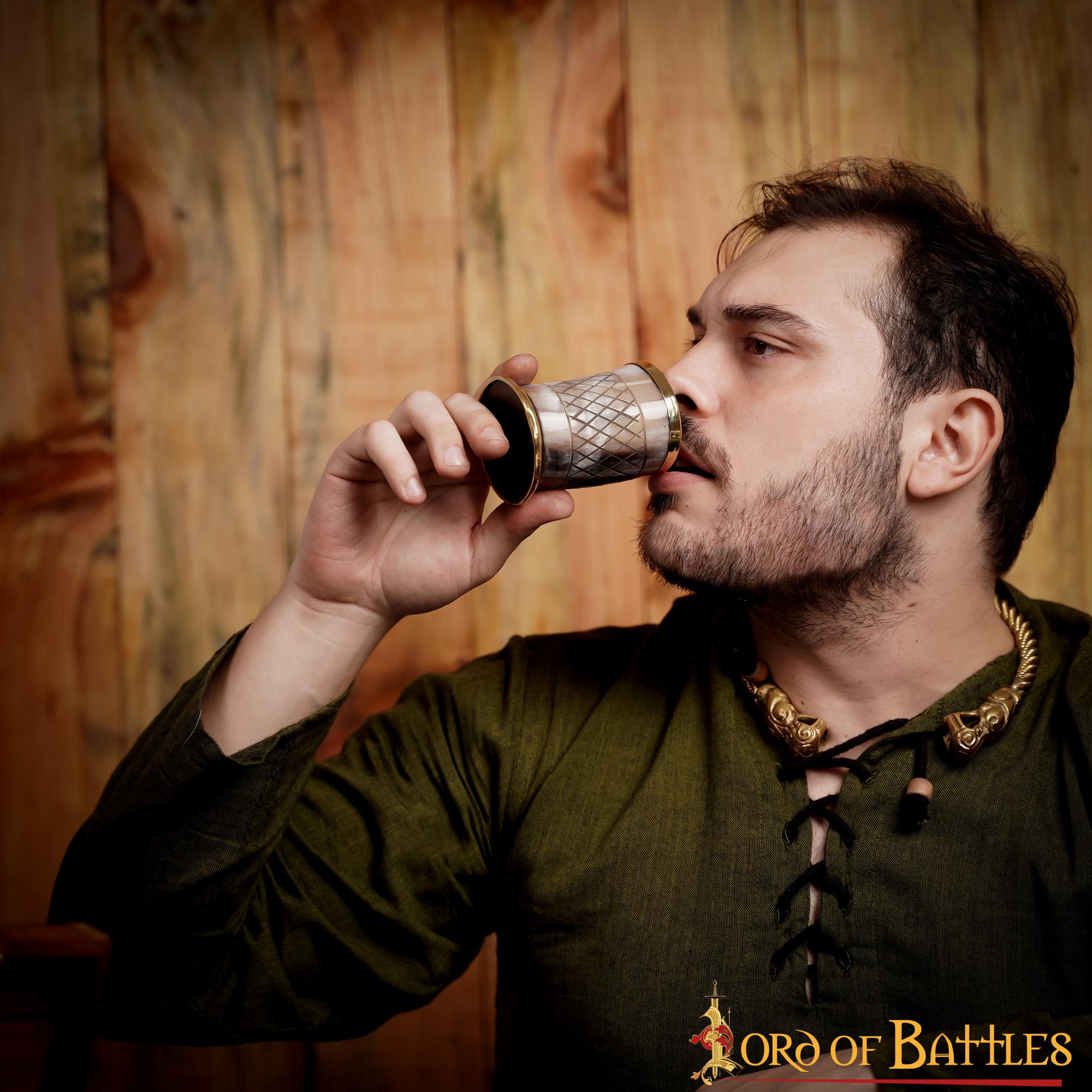 1-32 Medieval Viking Horn Shot Glass with Pure Brass Rim Handcrafted Genuine Ox Horn