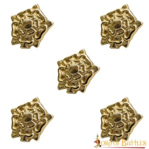 Tudor Rose Pure Brass Belt Mounts Set of 5