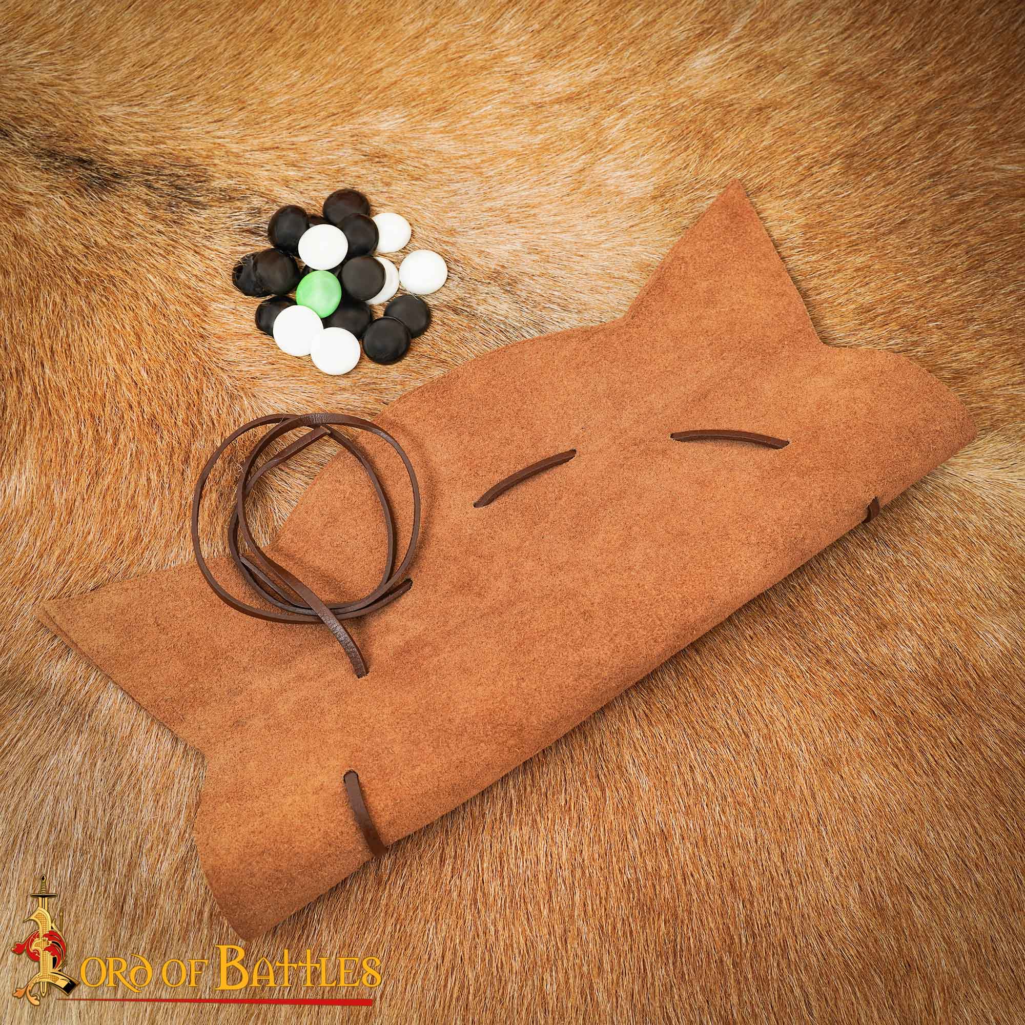 Viking Hnefatafl Leather Board Game, Portable Norse Strategy Game with Glass Pebbles Hnefatafl Game