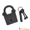 1355BK_2 Treasurer Iron Padlock with Chainmail Keychain and Paired Keys
