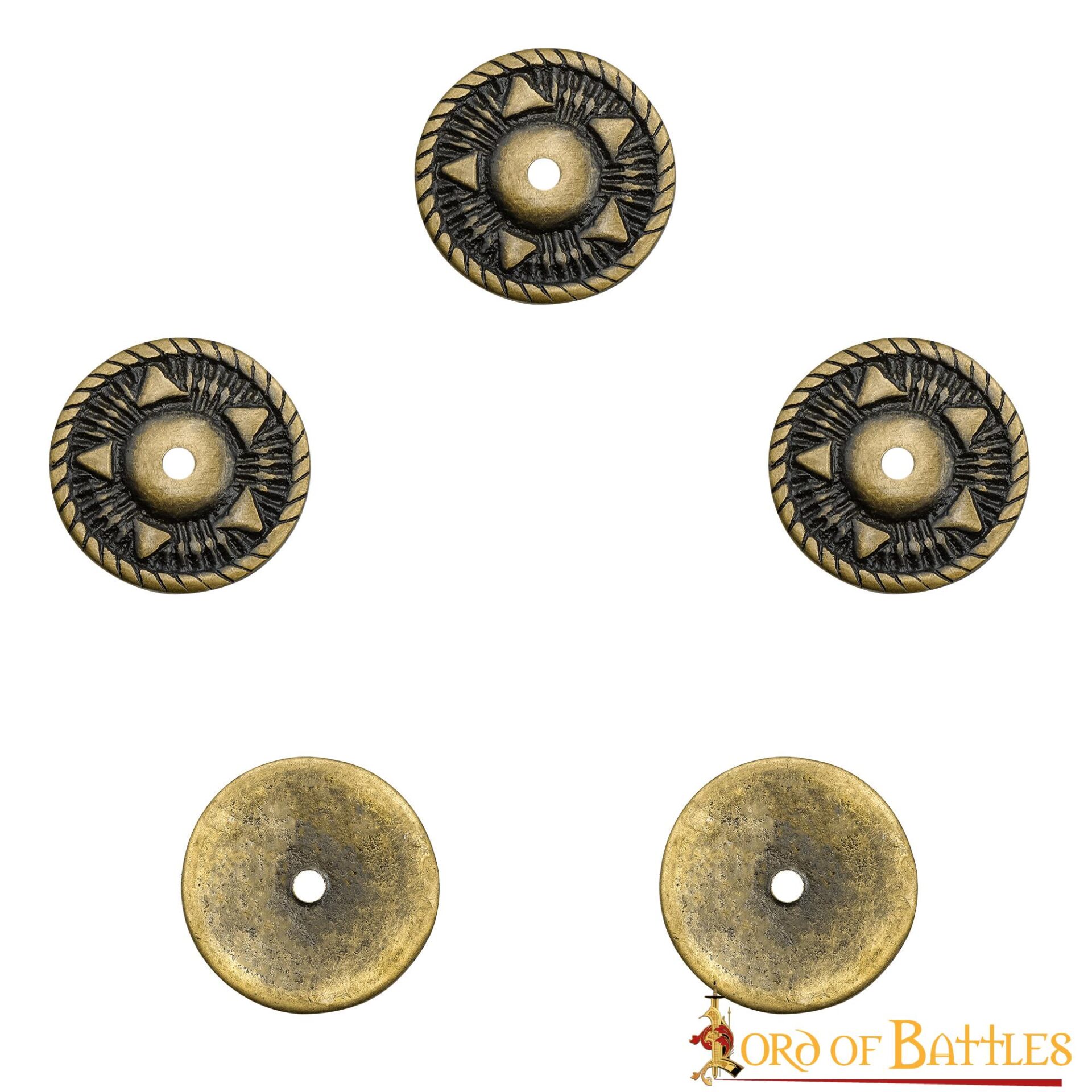 Antique Brass Pentacle Adornments Set of 5   Ideal Leather and Clothing Accessory