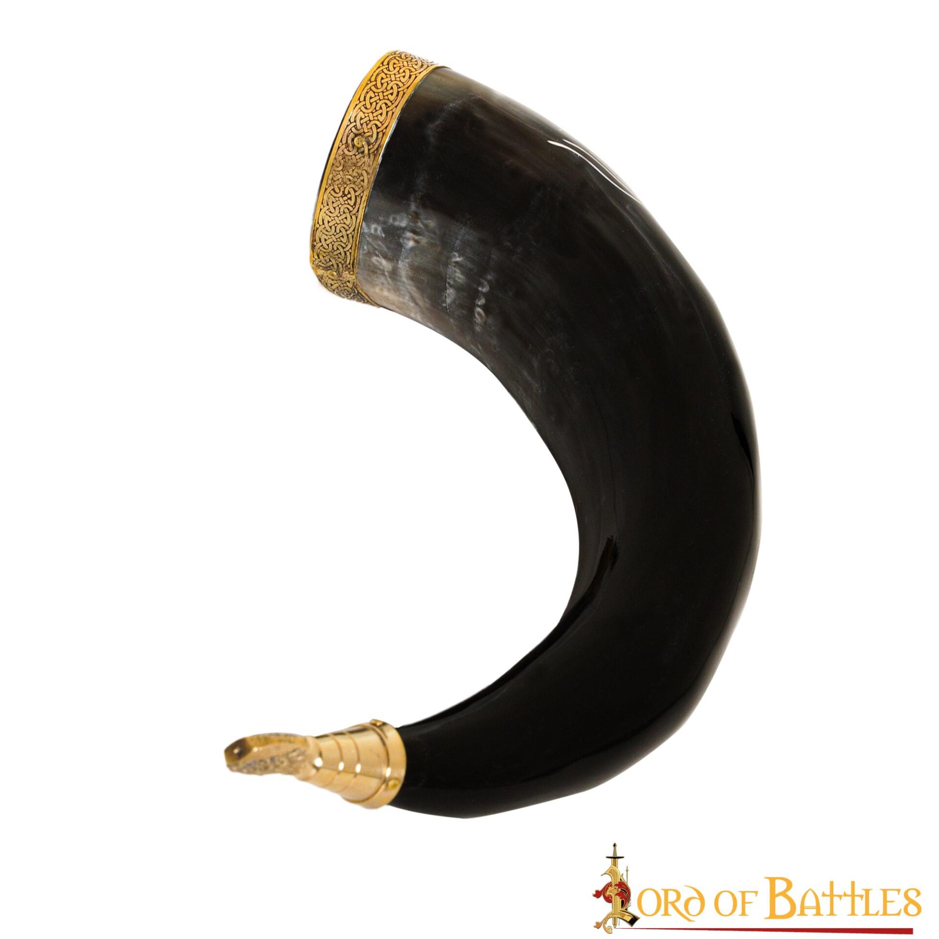 Medieval Odin’s Ravens 300-400 ML Drinking Horn with Pure Brass Fittings Genuine Ox Horn