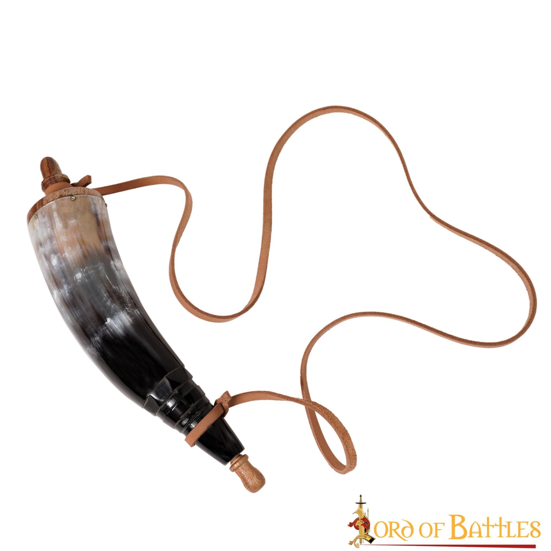2-30-1 Viking Warrior Gun Powder Horn Functional Genuine Horn Accessory