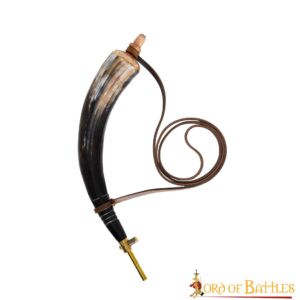 2-41 Medieval Viking Gun Powder Horn Functional Genuine Horn Accessory