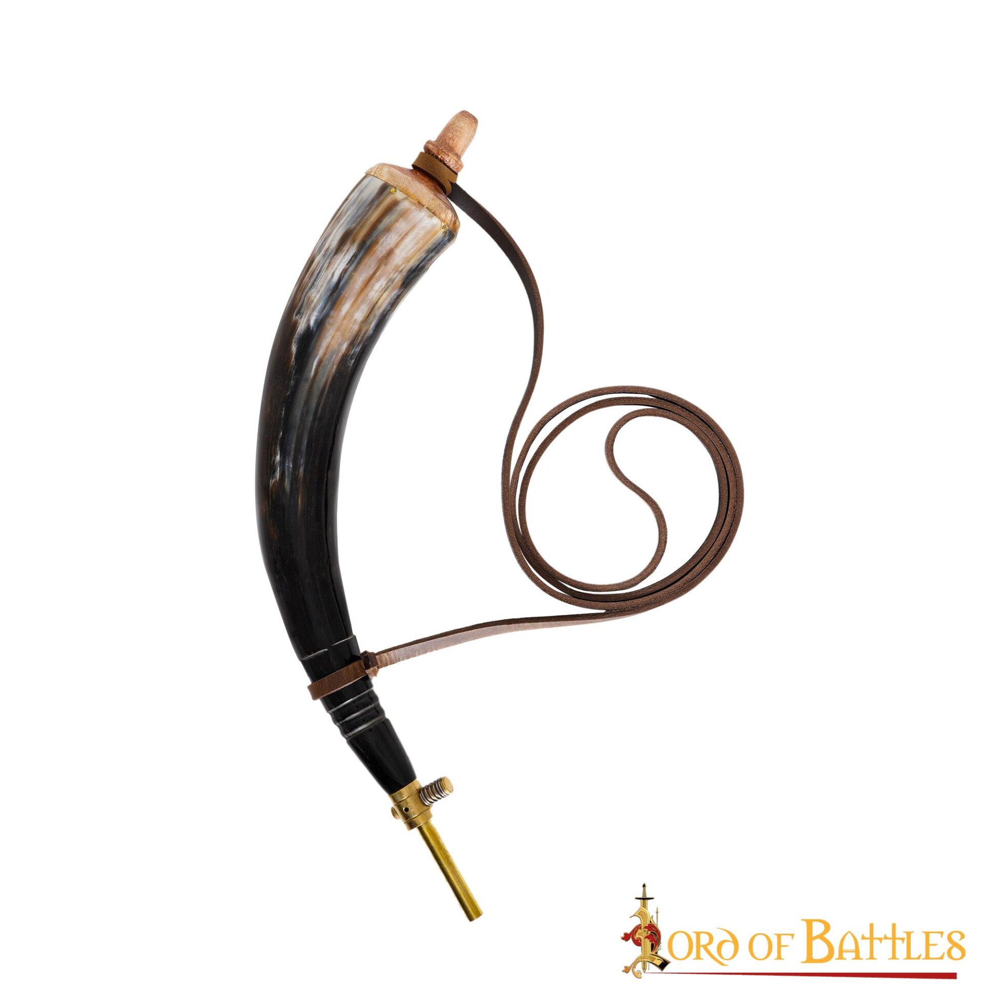Medieval Viking Gun Powder Horn Functional Genuine Horn Accessory
