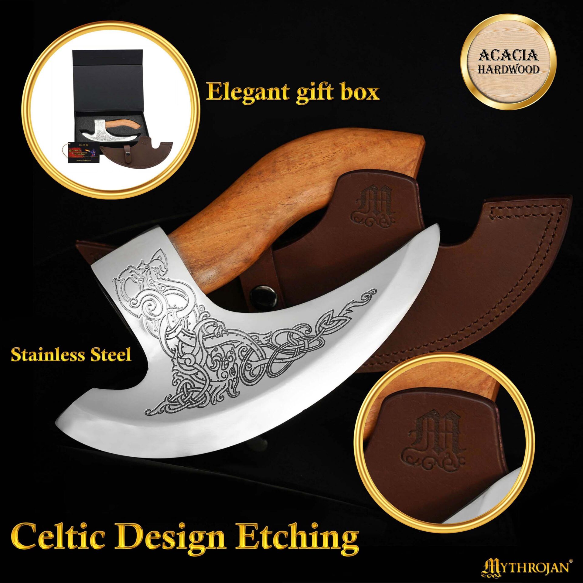 2-Pizza-Axe_0009_Group-6-copy---Copie The Authentic MYTHROJAN Viking Pizza Axe : Stainless Steel Medieval Pizza Cutter Axe Mezzaluna Ulu Rocking Pizza Gift Knife