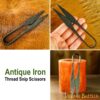 25103-pattern-2 Antique Iron Yarn Snip Scissors Hand Forged Fully Functional Accessory