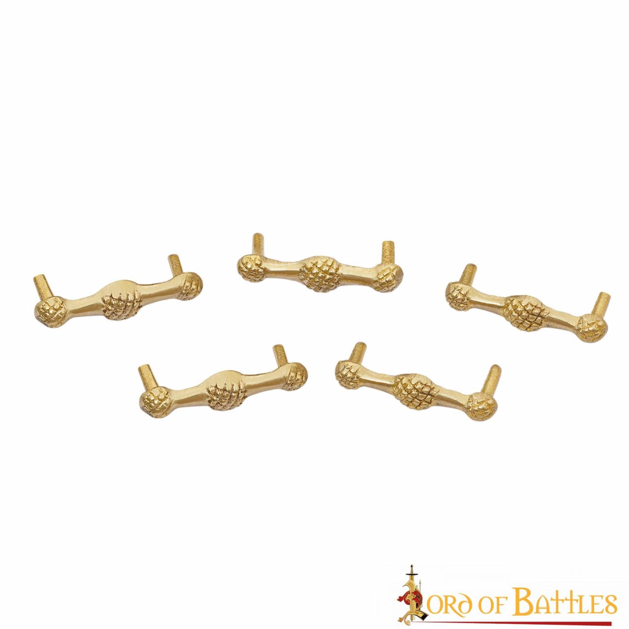 25197-5pcs_1 Late Medieval Solid Brass Leather Decoration Set of 5