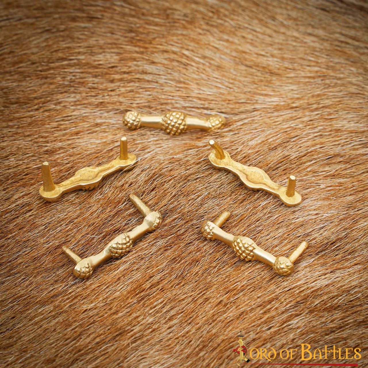 25197-5pcs_6 Late Medieval Solid Brass Leather Decoration Set of 5