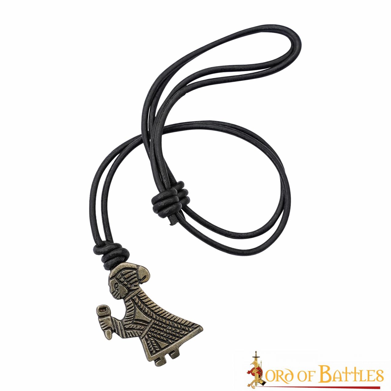 Viking Valkyrie Antique Steel Pendant with Leather Cord