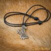 Viking Valkyrie Antique Steel Pendant with Leather Cord