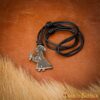 Viking Valkyrie Antique Steel Pendant with Leather Cord