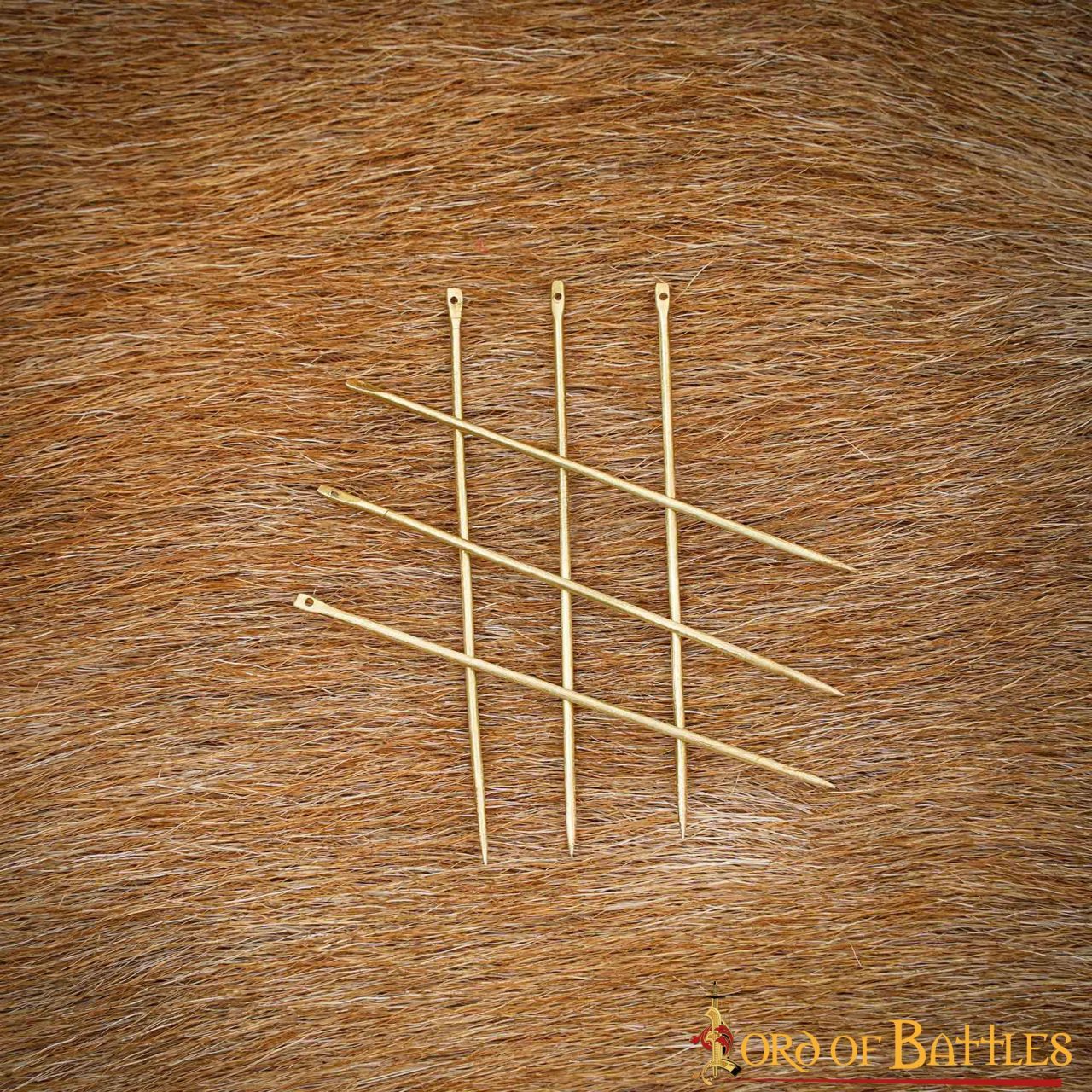 Medieval Solid Brass Needles Large Set of Six