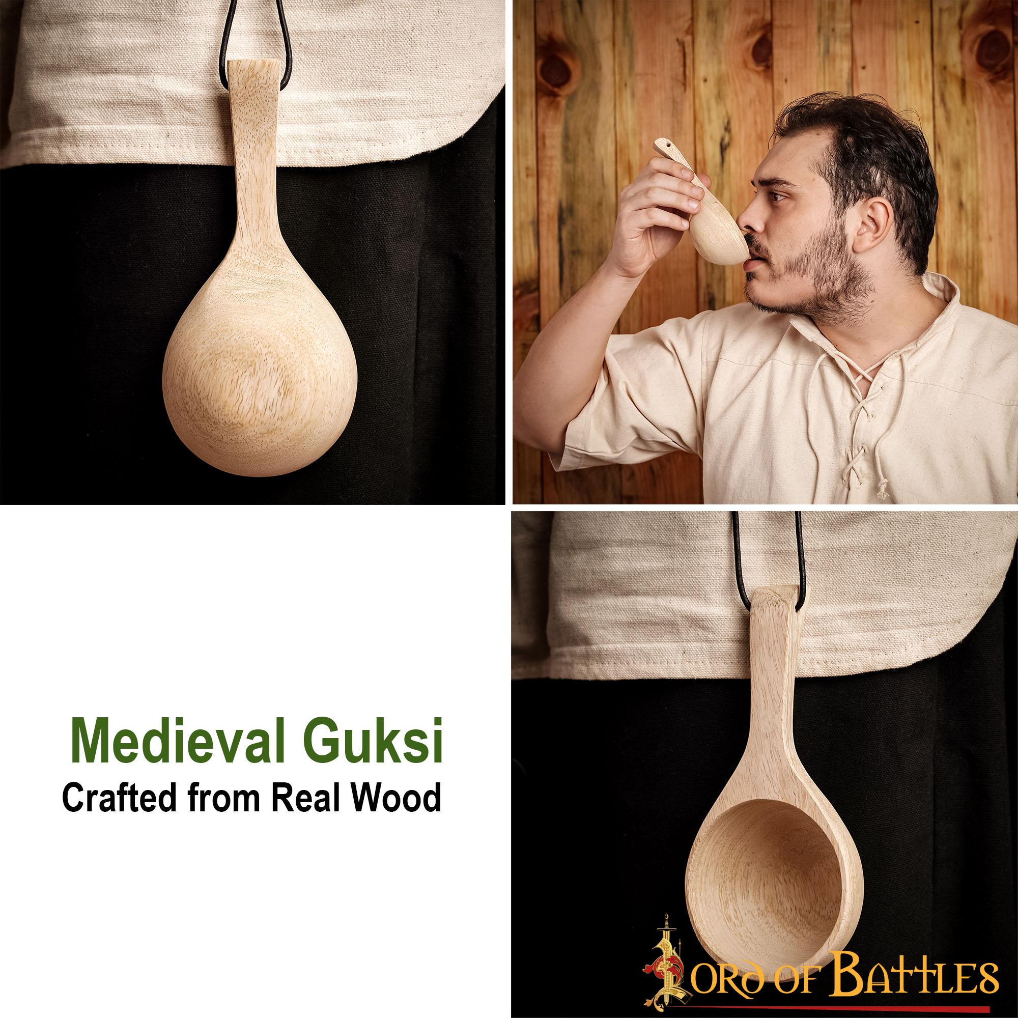 Medieval Guksi Wooden Spoon Handmade from Genuine Wood