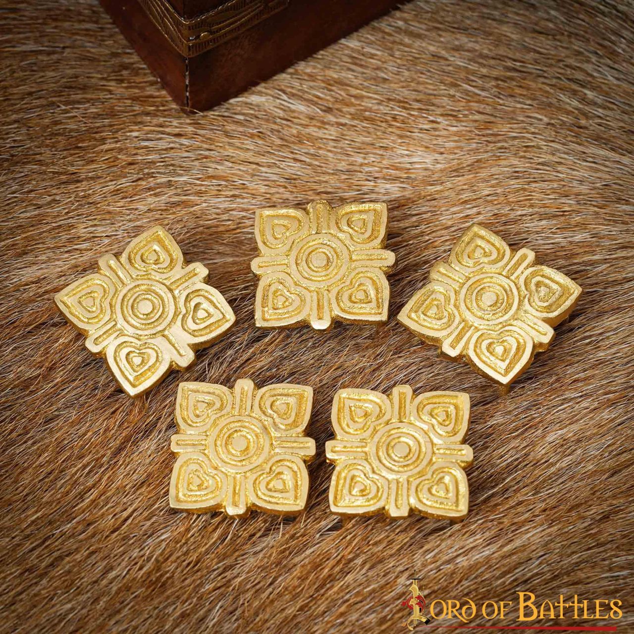 26042-5pcs_5 Solid Brass Viking belt Decoration Set of 5