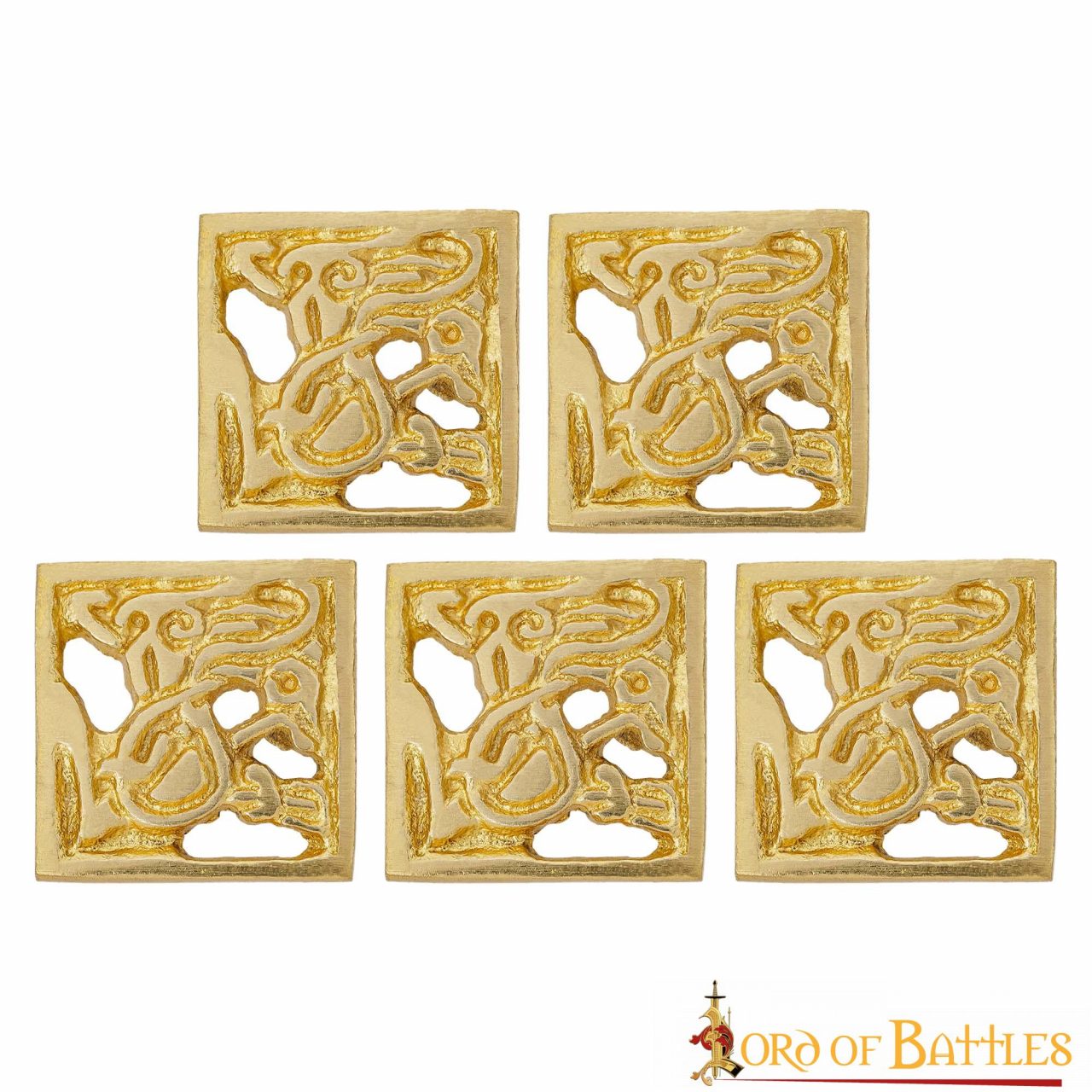 26045-5pcs_1 Solid Brass Medieval Viking Belt Decorations Set of 5