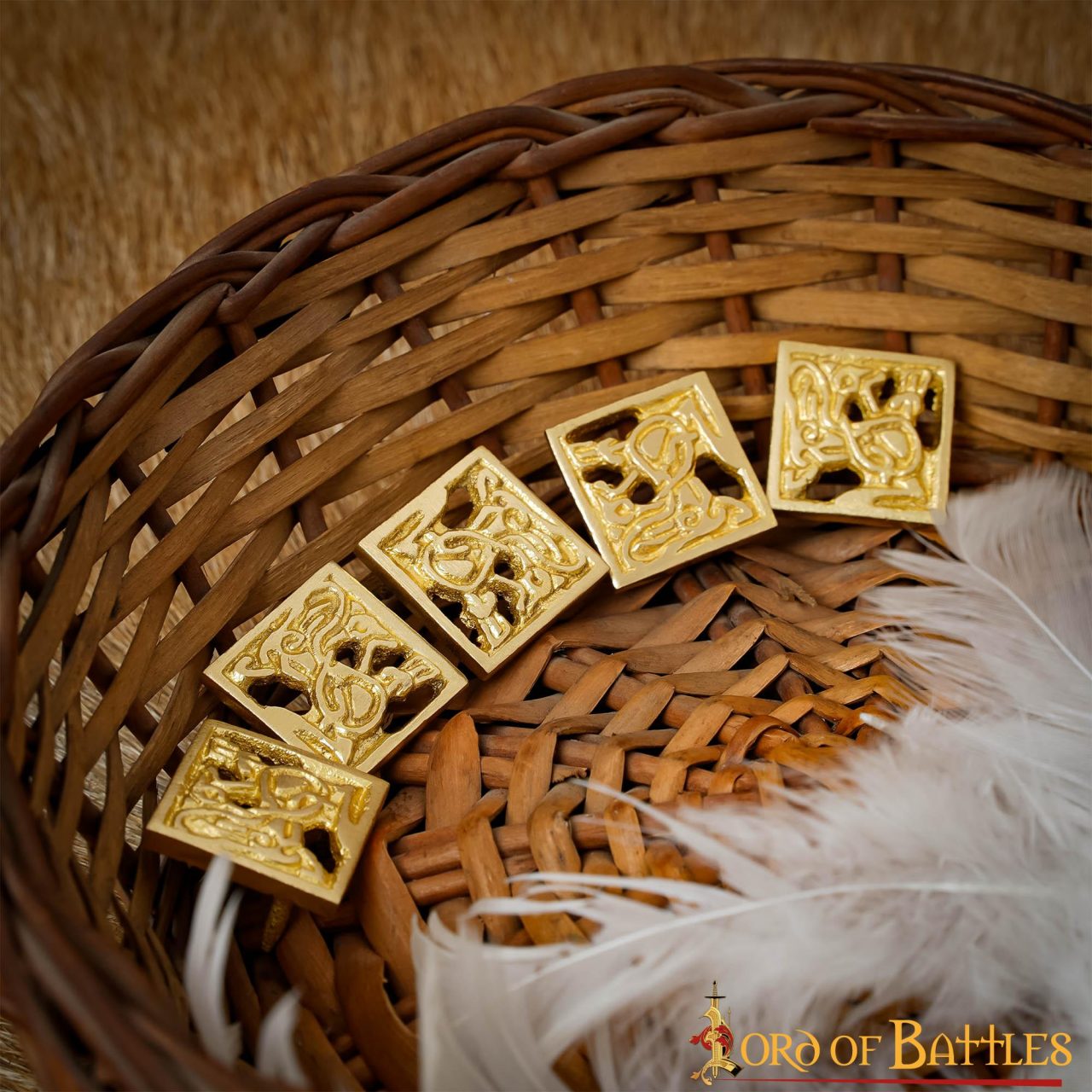 26045-5pcs_4 Solid Brass Medieval Viking Belt Decorations Set of 5