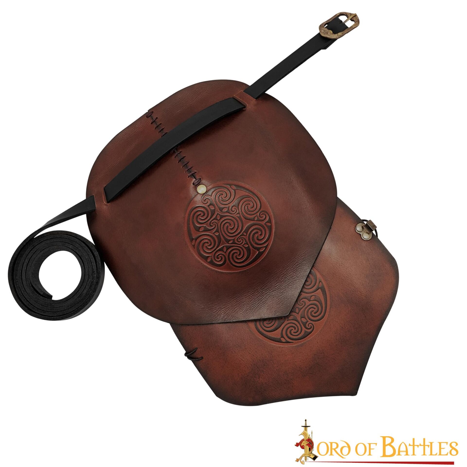 26077BR_2-1 Leather Pauldron with Embossed Celtic Spiral Design