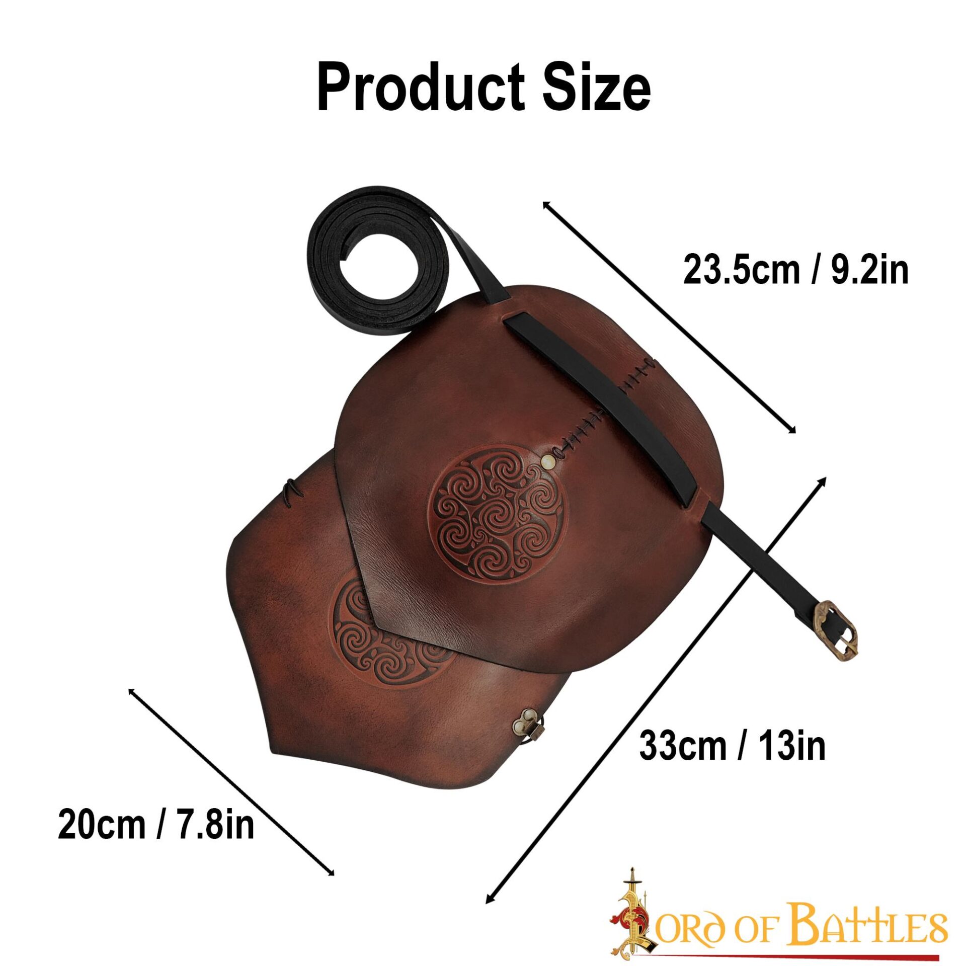 26077BR_3-1 Leather Pauldron with Embossed Celtic Spiral Design