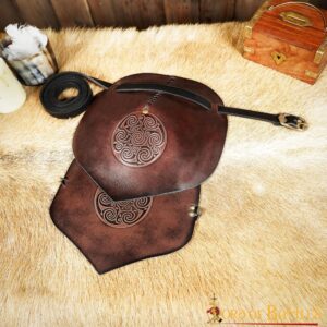 Leather Pauldron with Embossed Celtic Spiral Design