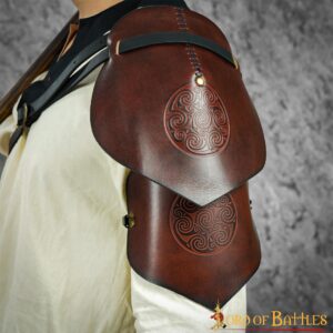 Leather Pauldron with Embossed Celtic Spiral Design