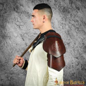 Leather Pauldron with Embossed Celtic Spiral Design