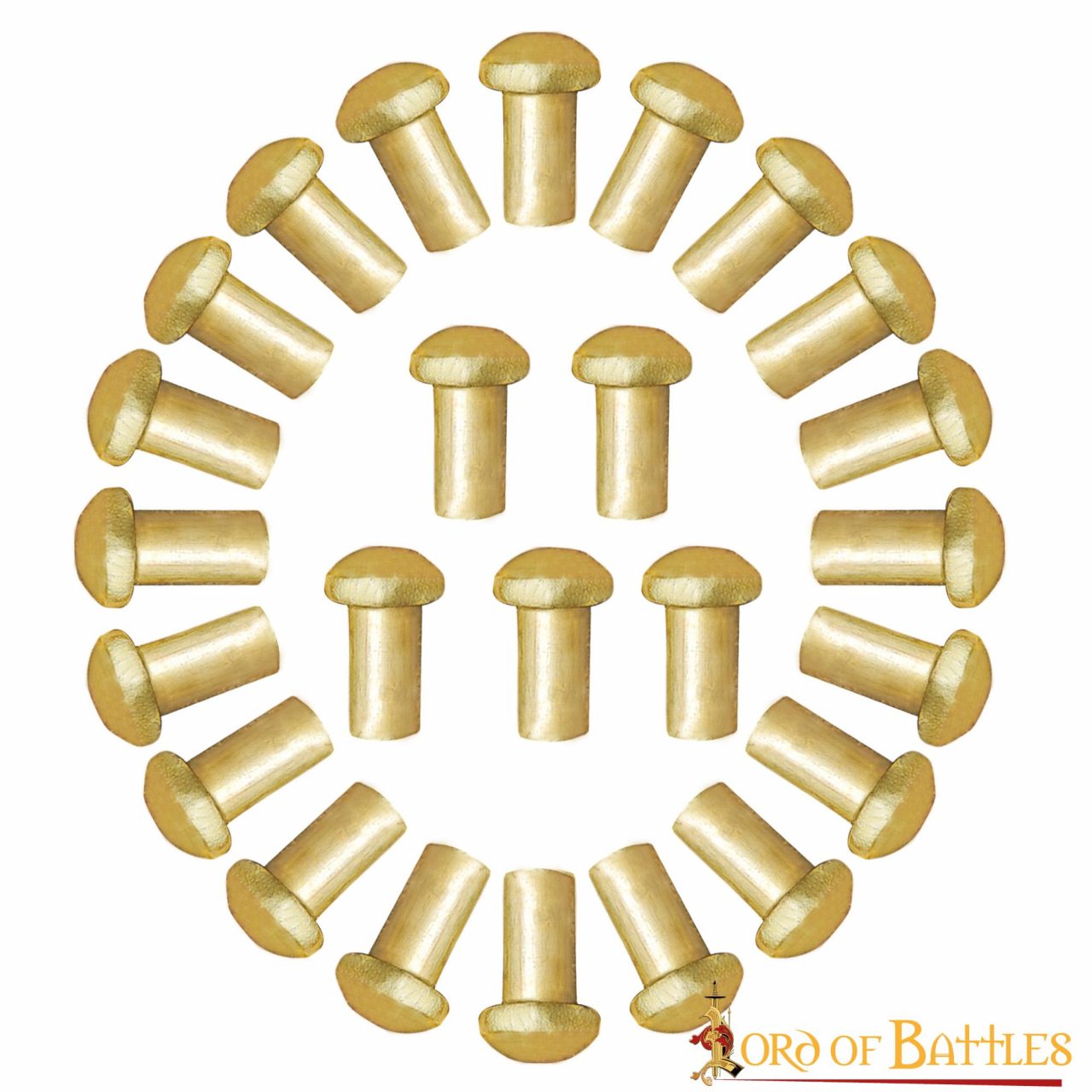 26181-25Pcs_1 Pure Brass Mushroom Head Rivets Set of 25