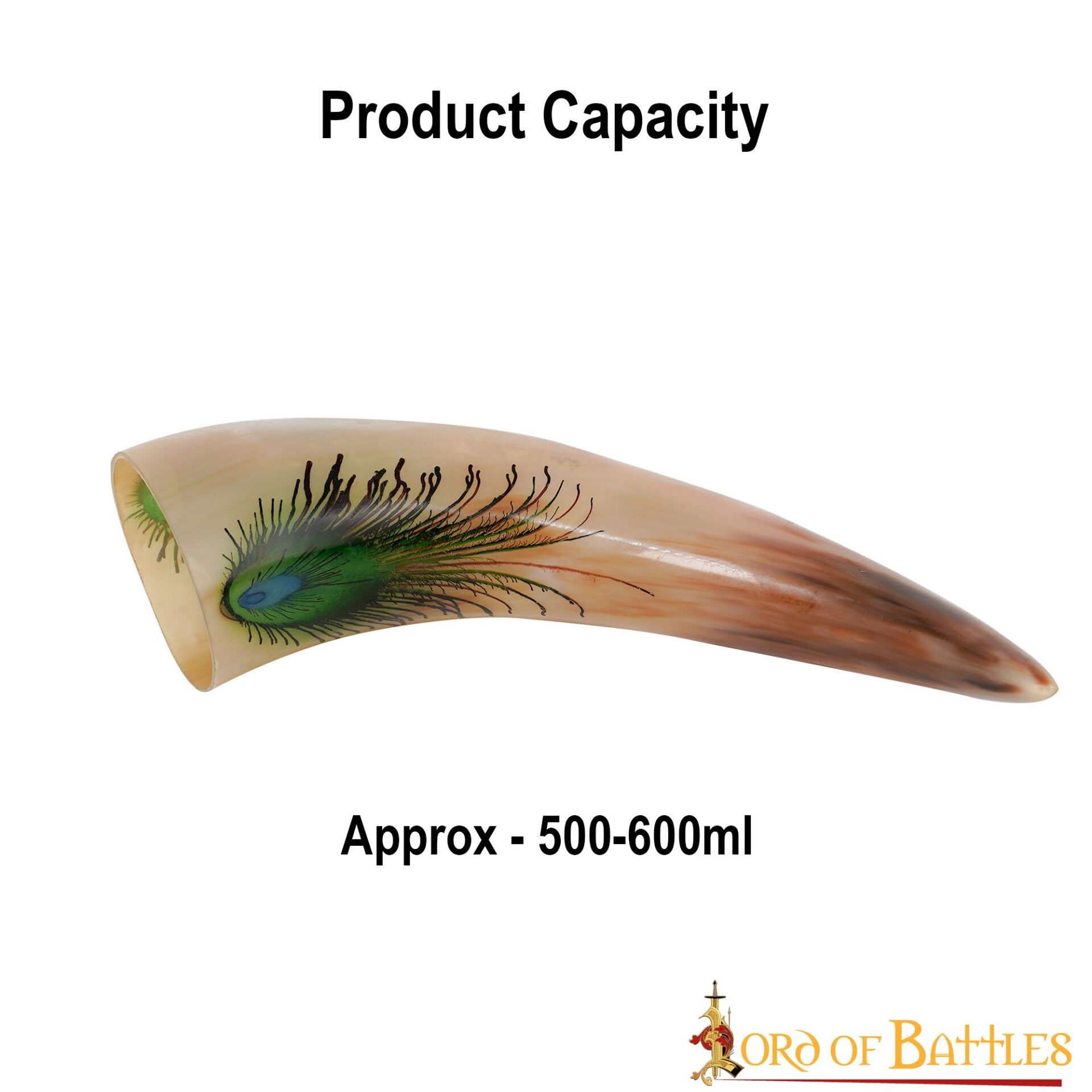3-156-1 “The Mystic Feather” Drinking Horn 500 – 600 ML Handcrafted Real Ox Horn – Discontinued