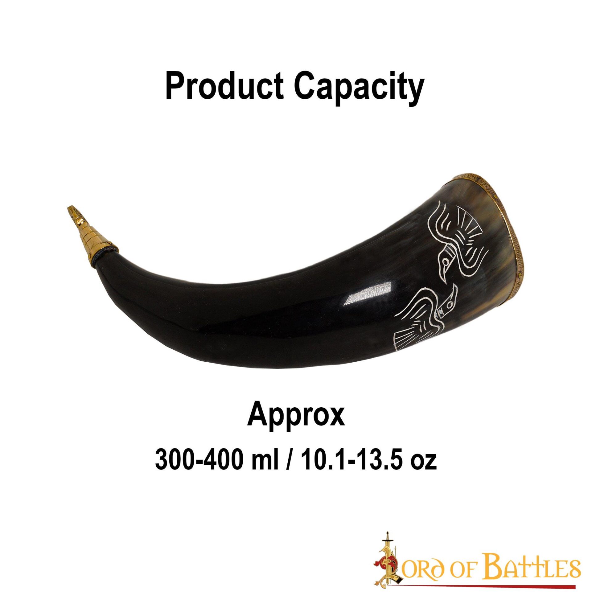 Medieval Odin’s Ravens 300-400 ML Drinking Horn with Pure Brass Fittings Genuine Ox Horn