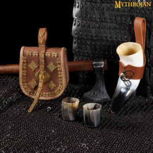 Mythrojan Viking Drinking Horn Shot Glass, Norse Medieval Tankard Shot Glass, Set of 2