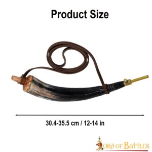 3-40-2 Medieval Viking Gun Powder Horn Functional Genuine Horn Accessory