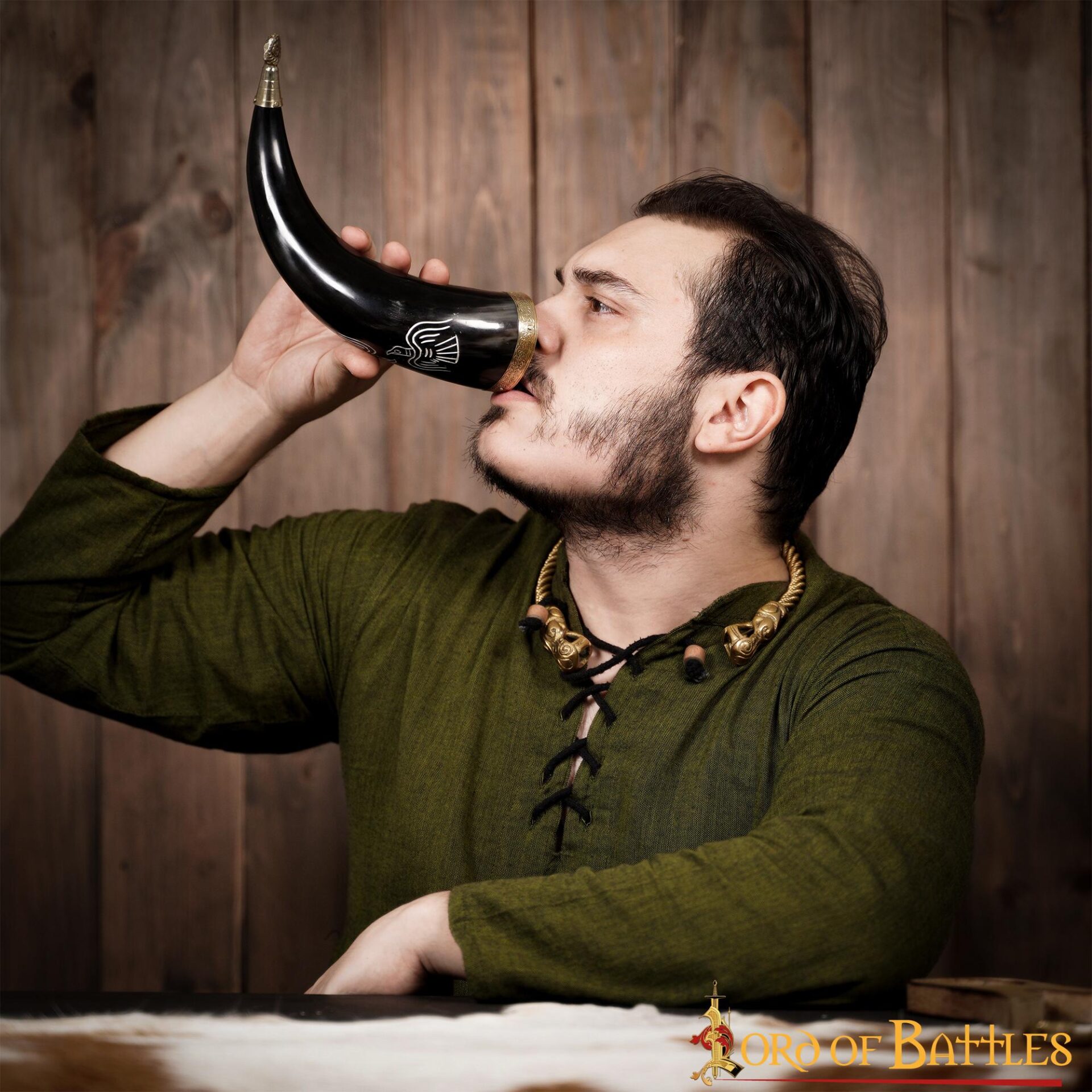 Medieval Odin’s Ravens 300-400 ML Drinking Horn with Pure Brass Fittings Genuine Ox Horn