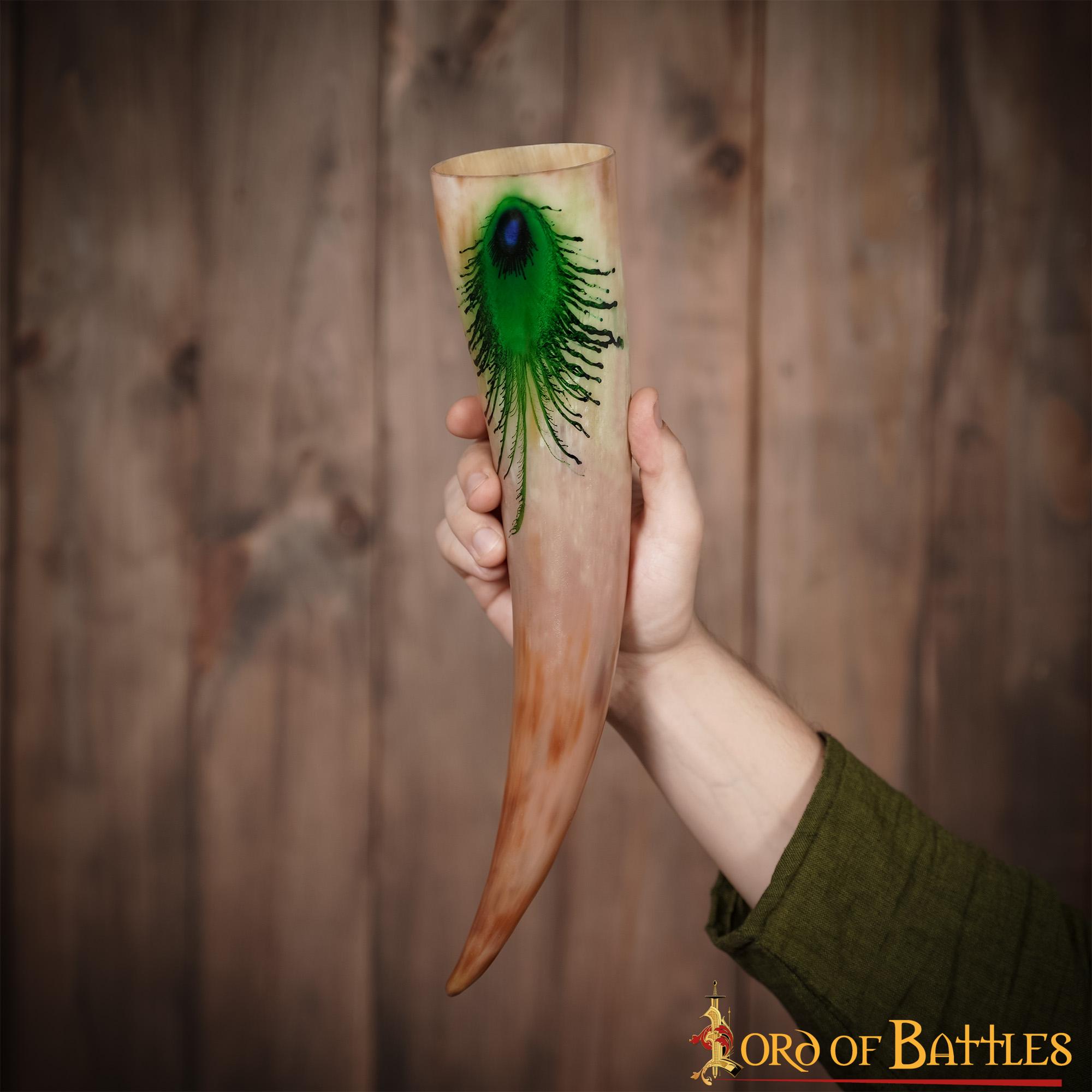 4-37-3 “The Mystic Feather” Drinking Horn 500 – 600 ML Handcrafted Real Ox Horn – Discontinued
