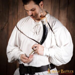 4-42-2 Medieval Viking Gun Powder Horn Functional Genuine Horn Accessory