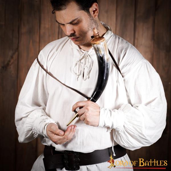 Medieval Viking Gun Powder Horn Functional Genuine Horn Accessory