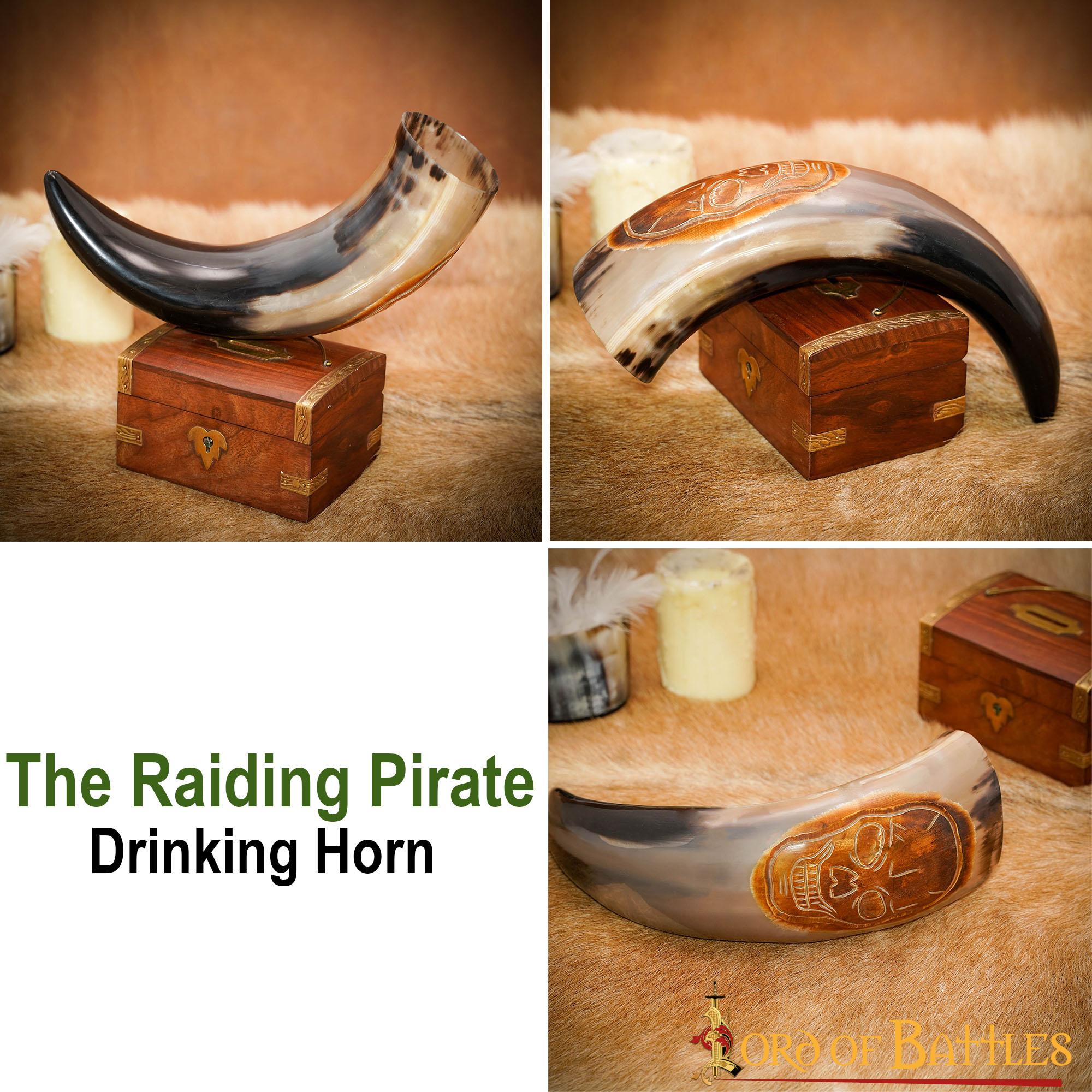 4263-pattern2 The Raiding Pirate 400 – 500 ML Drinking Horn Handcrafted from Genuine Ox Horn