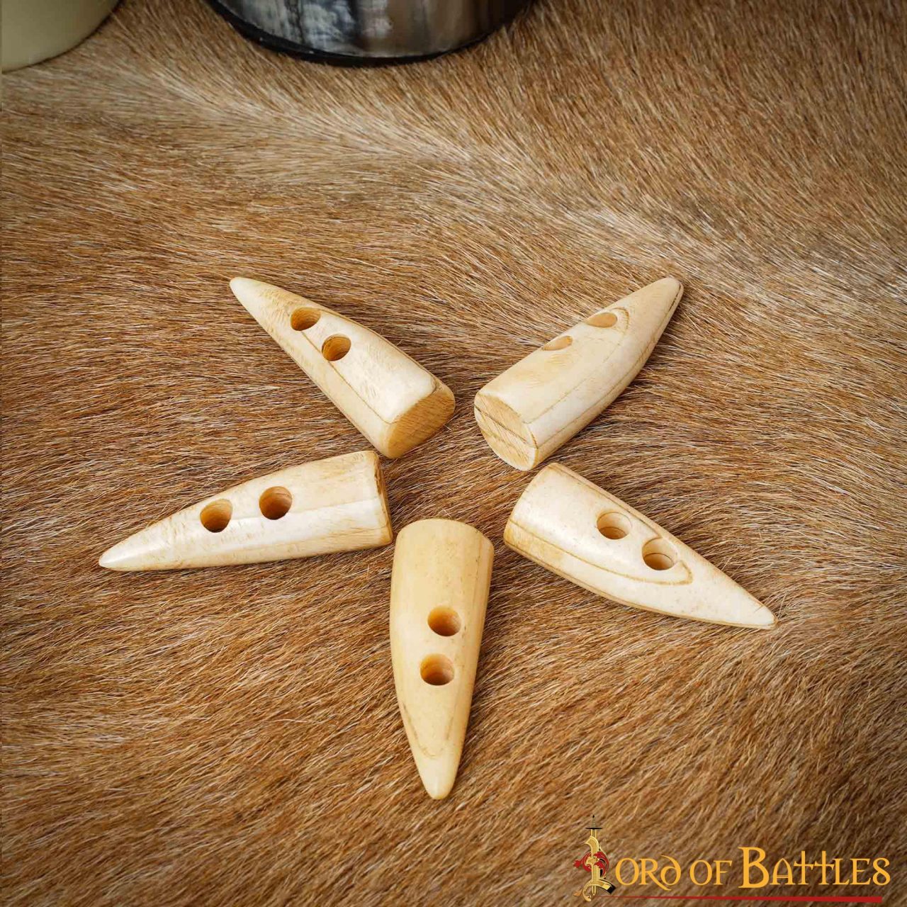 Handcrafted Genuine Bone Toggles Set of 5