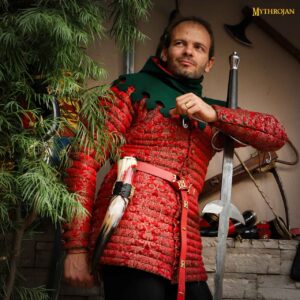 Mythrojan THE DARK WITCH – 350 ML Viking Drinking Horn with Black Leather holder Authentic Medieval Inspired Viking Wine/Mead Mug – Polished Finish