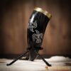 Medieval Odin’s Ravens 300-400 ML Drinking Horn with Pure Brass Fittings Genuine Ox Horn