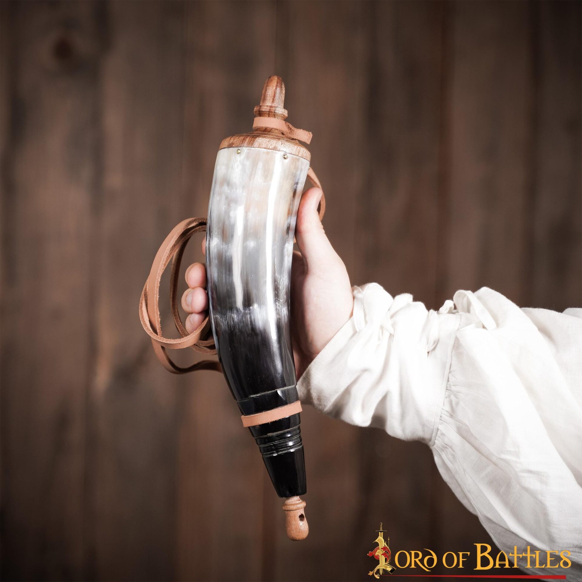 6-29-1 Viking Warrior Gun Powder Horn Functional Genuine Horn Accessory