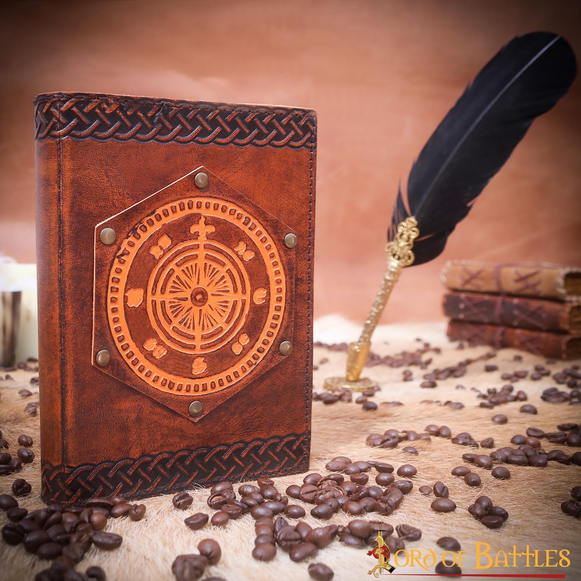 6-31-1 Fleur de Lis Navigation Compass Journal Handcrafted Real Leather Diary