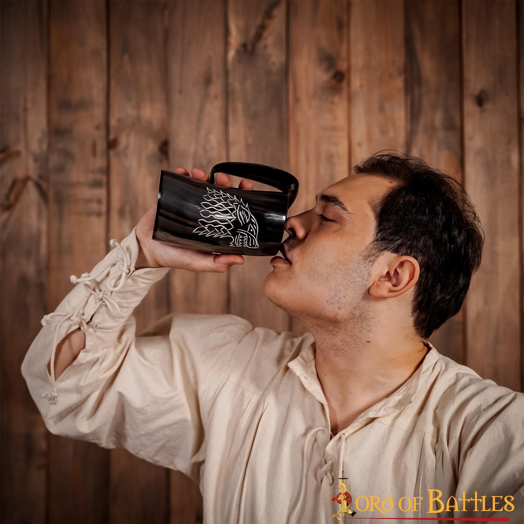 Medieval Viking Horn Tankard Beer Mug Handcrafted Genuine Ox Horn