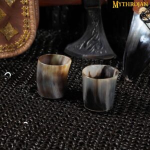 Mythrojan Viking Drinking Horn Shot Glass, Norse Medieval Tankard Shot Glass, Set of 2