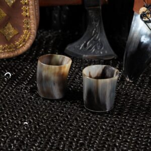 Mythrojan Viking Drinking Horn Shot Glass, Norse Medieval Tankard Shot Glass, Set of 2