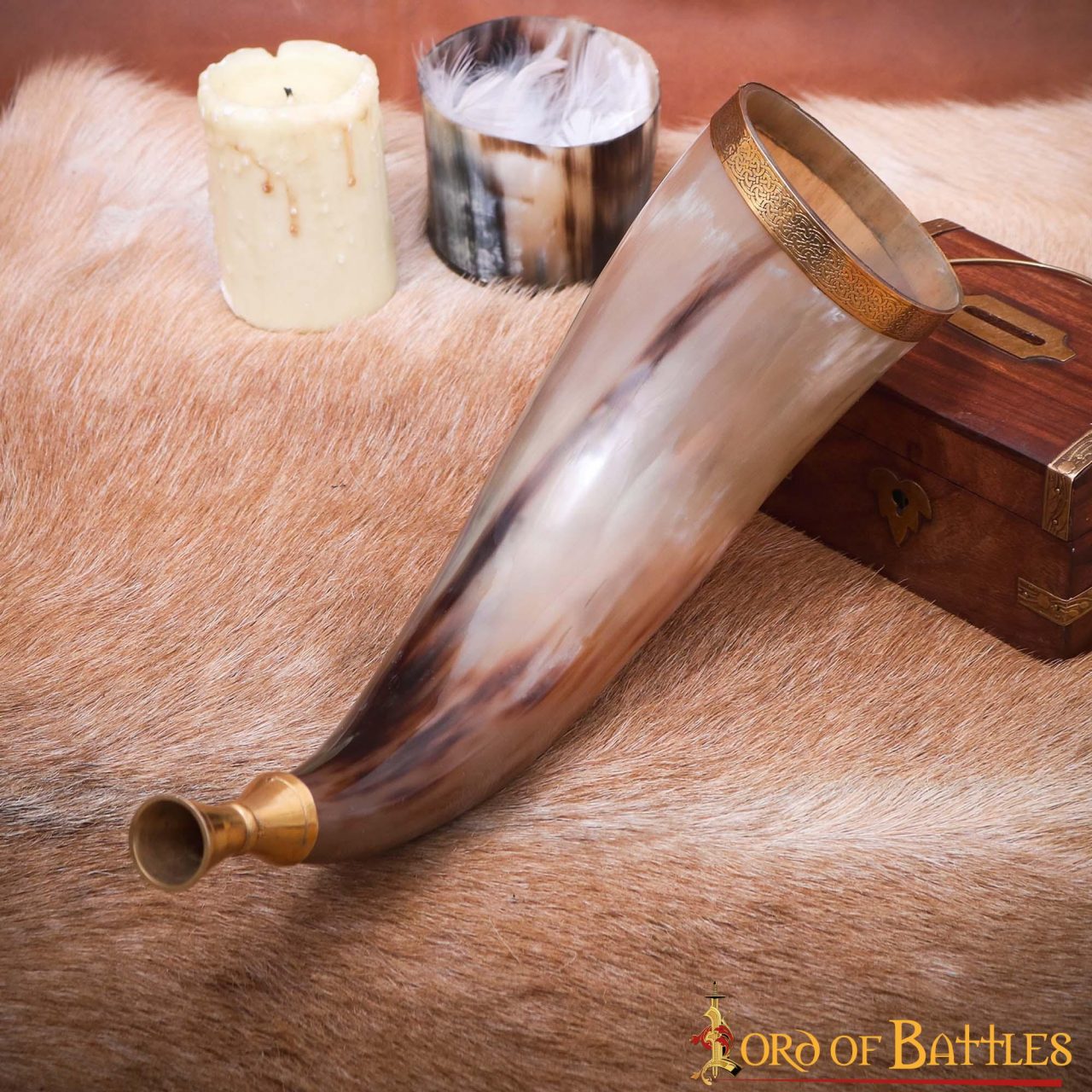 60484_6 Heimdall Gjallarhorn Fully Real Horn Trumpet with Pure Brass Fittings