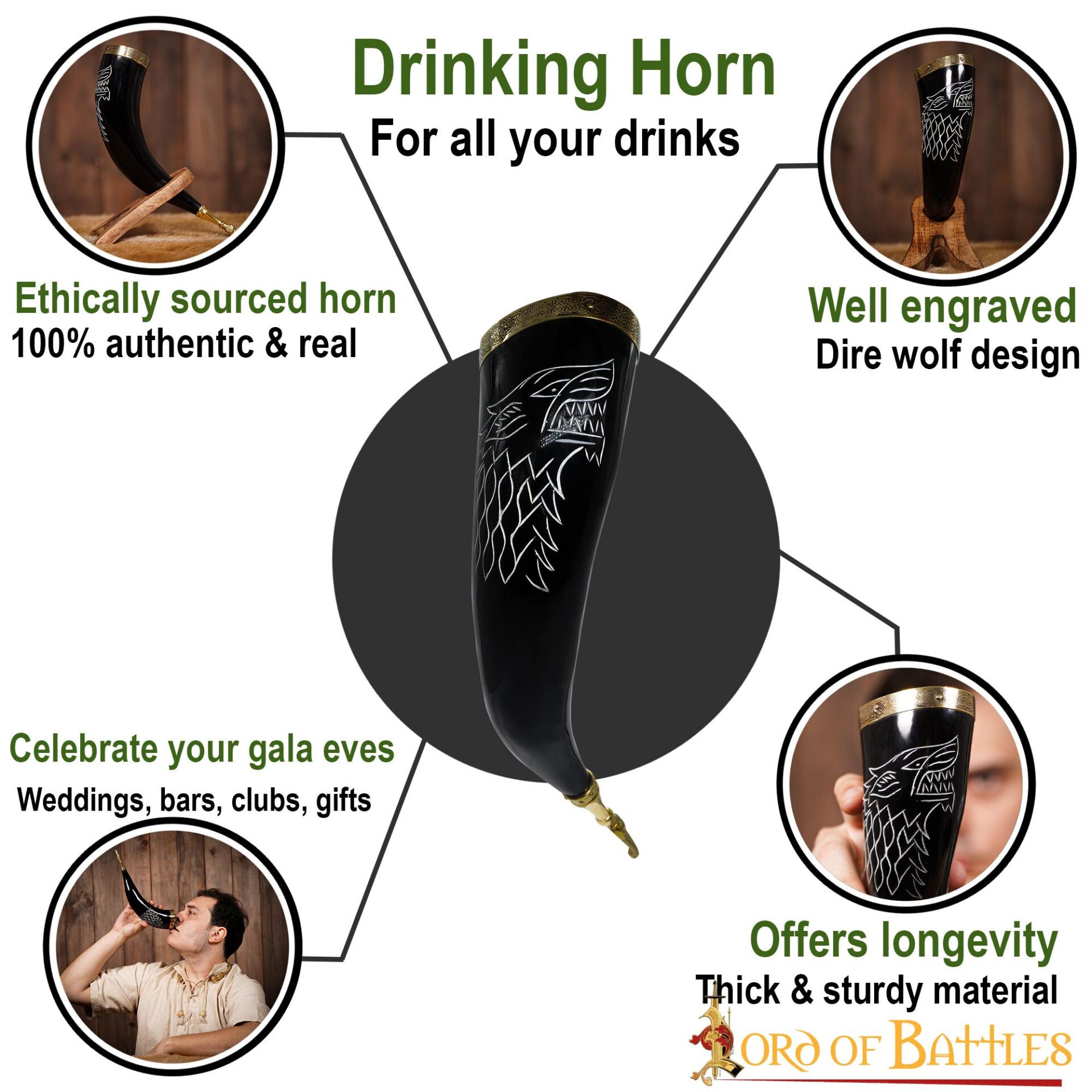 60616-1-1 Crocodile Horn Drinking Horn